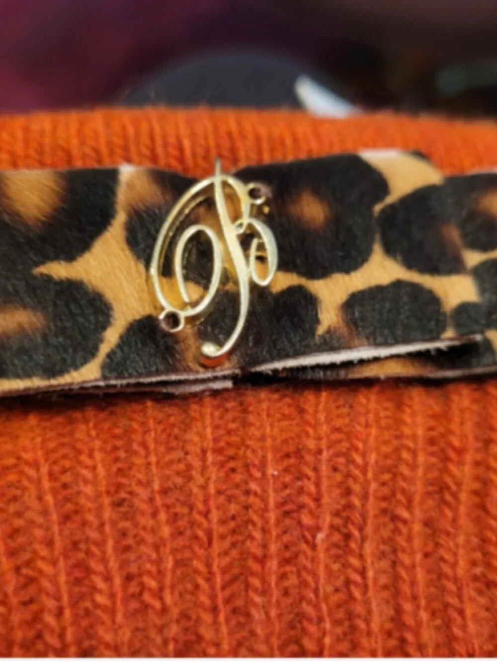 BLUMARINE Orange Wool WOMEN GLOVES with LEOPARD leather signature trim - 7